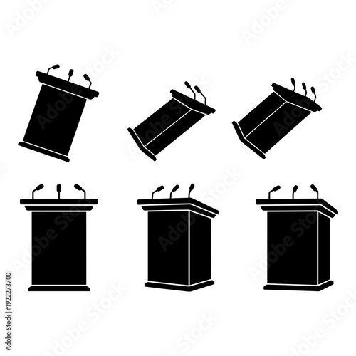 Lecture Podium and Speech Desk Silhouette Pack - Presentation Furniture Vector
Keywords: