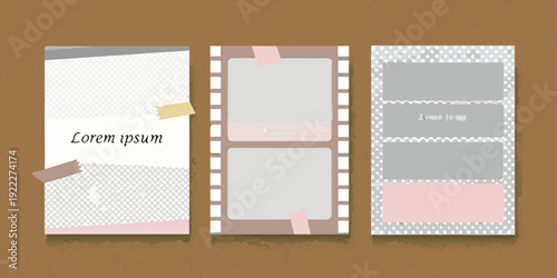 Three illustrated banner templates with filmstrip and textured backgrounds