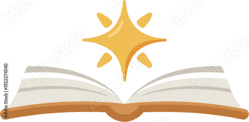 Open book with shining star above symbolizing knowledge and inspiration in education and learning