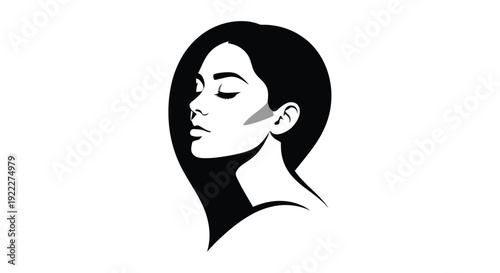 Elegant Silhouette of a Womans Profile with Closed Eyes.