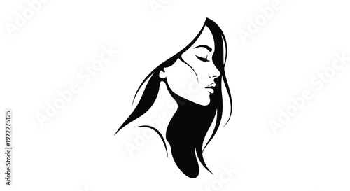 Elegant Silhouette of a Womans Profile.