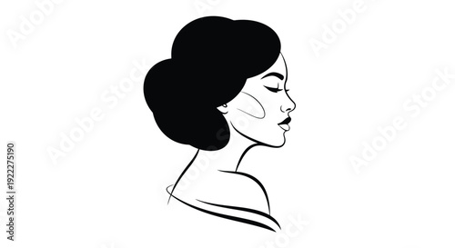 Elegant Woman Profile Line Art Illustration.
