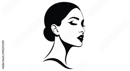 Elegant Woman Profile Silhouette with Makeup.