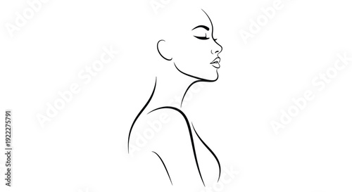 Elegant Line Art Portrait of a Serene Woman.