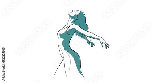 Elegant Woman Dancing Gracefully in Flowing Dress.
