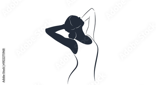 Elegant Silhouette of a Woman with Hands Behind Head.