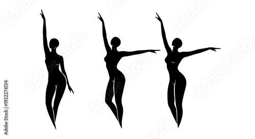 Elegant Female Dancers Silhouettes in Graceful Poses.