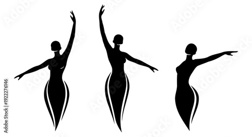 Elegant Female Silhouettes in Graceful Poses.
