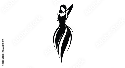 Elegant Silhouette of a Woman in a Flowing Dress.