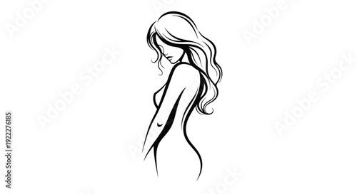 Elegant Line Art of a Womans Silhouette.