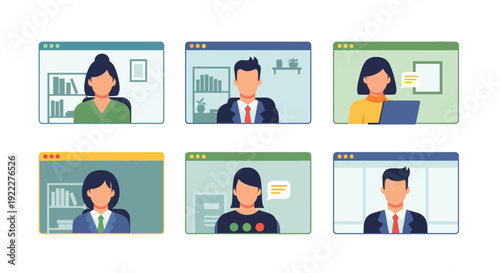 Diverse group of people participating in a virtual meeting on their computer screens, fostering remote collaboration and communication