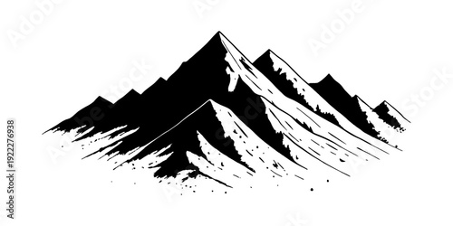 Mountain silhouette design with distressed grunge texture crafted for adventure logos outdoor signs and bold symbolic branding applications