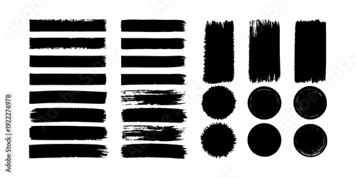 Paint brush stroke and grunge banner set with watercolor splatter ink splash and creative shapes for eye catching social media backgrounds