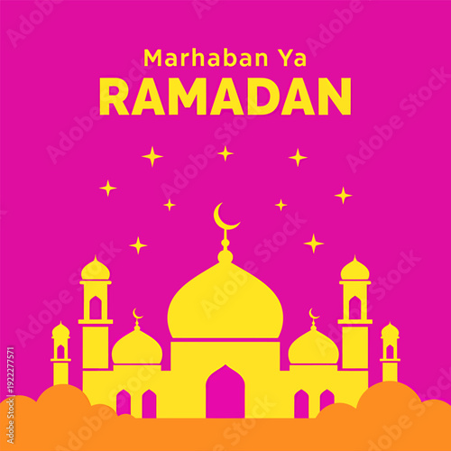 Ditigal banner marhaban ya ramadan kareem, vector illustration design