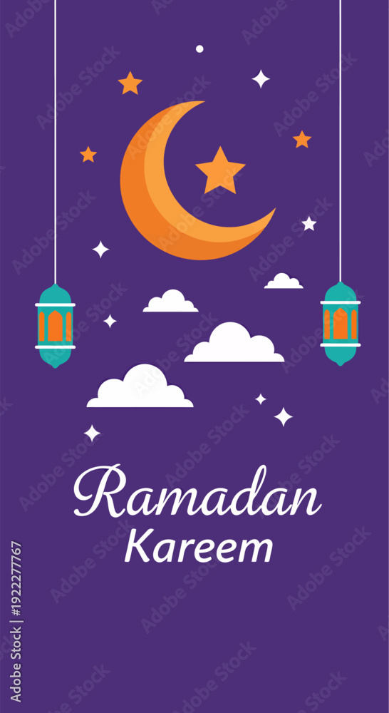 Naklejka premium Potrait ramadan kareem banner, vector illustration design