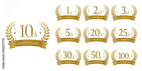 Gold Anniversary Laurel Badge Set 1st 2nd 3rd 5th 10th 20th 25th 30th 50th 100th
