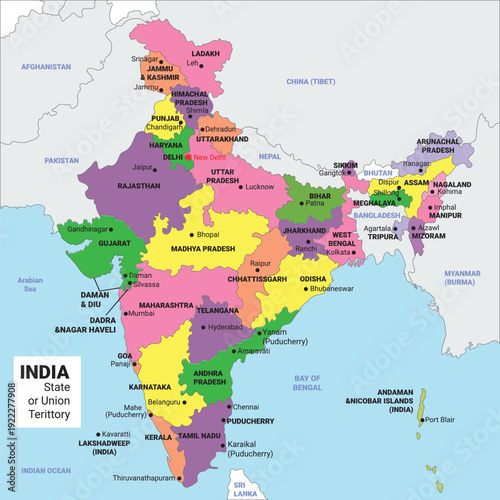 Map of India with full detail