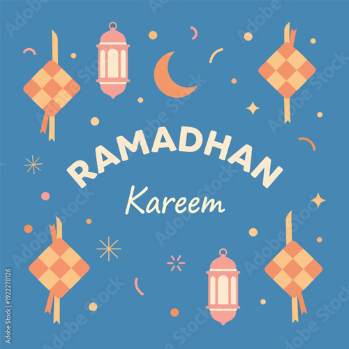 Digital banner celebrate ramadhan kareem, vector illustration design