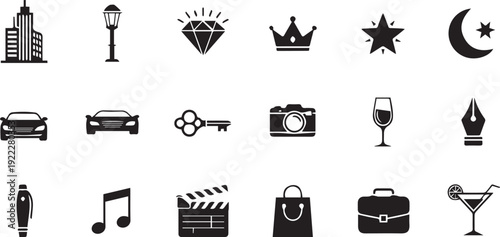 Lifestyle Icon Set – Editable Solid EPS Vector Collection