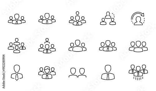 Social Group Outline Vector Icons – Community and People Network