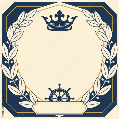 Nautical Crown and Laurel Wreath Frame Design.