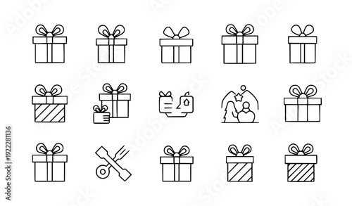 Gift Exchange Outline Icon – Present Sharing Concept Vector Illustration
