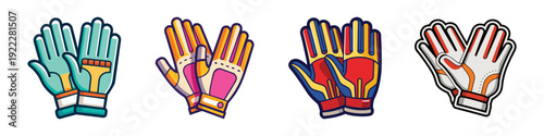 Set of colorful golf gloves in flat design vector illustration