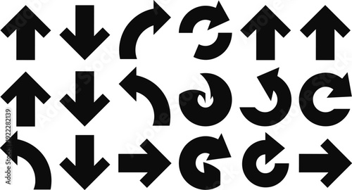 Black arrows on white background directional arrows curved arrows