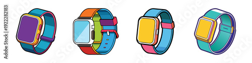 Colorful Smartwatch Bands Set with Modern Flat Design vector illustration