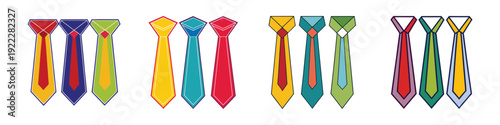 Colorful neckties set in modern flat design vector illustration