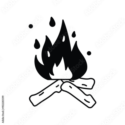 Bonfire icon with white background vector stock illustration
