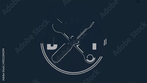 Abstract clock face with crossed hands on dark background symbolizing time and pause