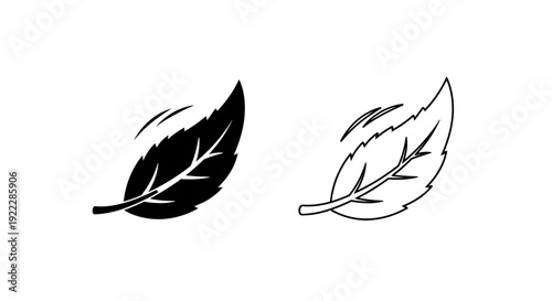 Two leaves, one black and one white, isolated on white background, vector illustration Vector