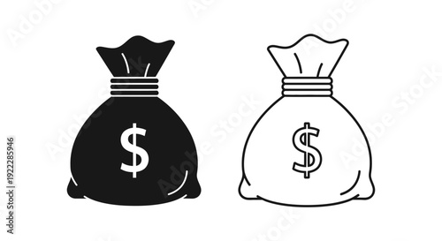 Two money bags with dollar signs on white background Vector