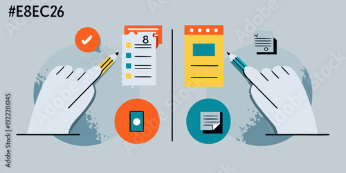 Hands writing on checklists and calendars representing task management