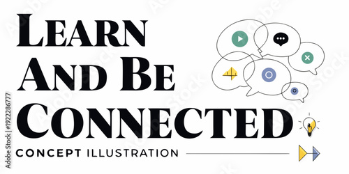 Learn and be connected a concept illustration with digital icons