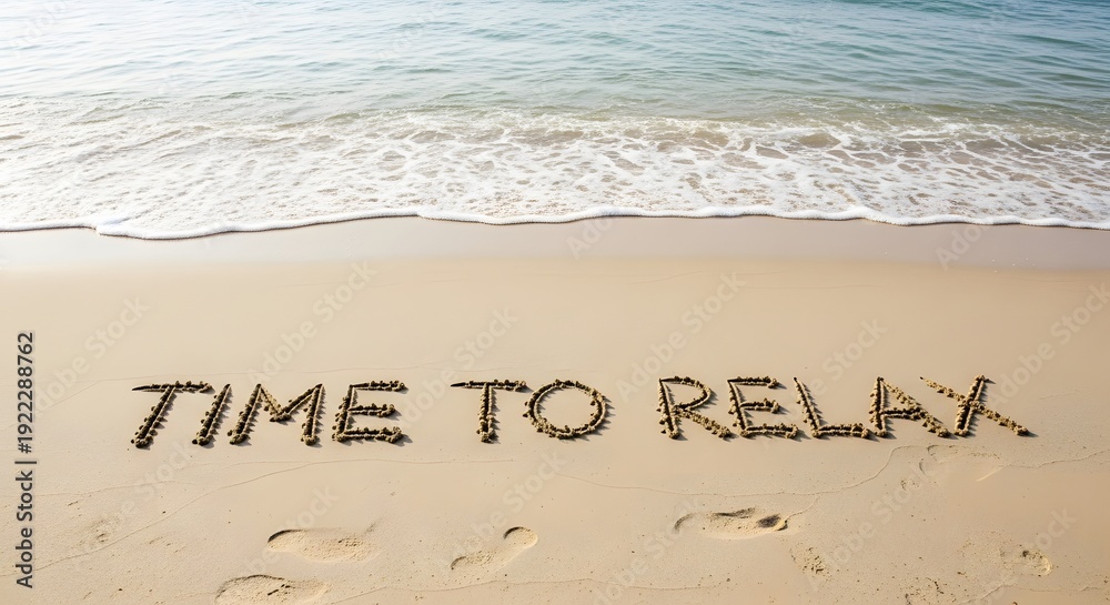 Fototapeta premium Time to relax on the beach with the waves gently touching the shore.