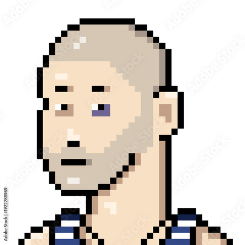 Vector Pixel Art Character Black Eyed Man