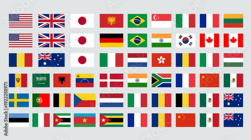 Vibrant vector illustration showcasing a diverse collection of country flags from around the world, perfect for international themes and global representation
