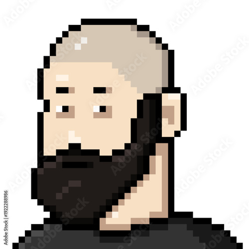 Vector Pixel Art Character Man with Beard