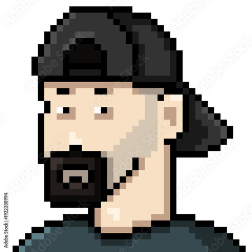 Vector Pixel Art Character Man in Snapback Cap