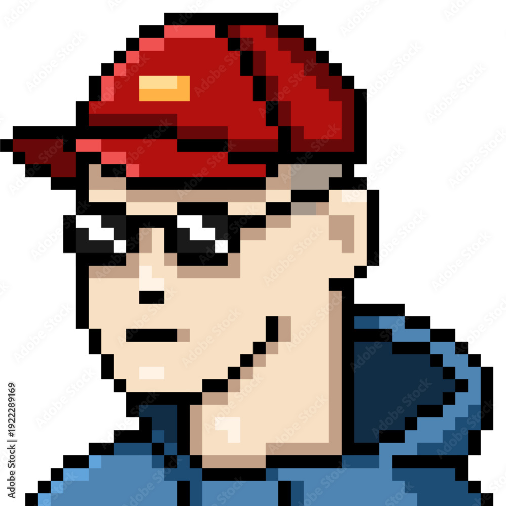 Fototapeta premium Vector Pixel Art Userpic of Man in Black Glasses