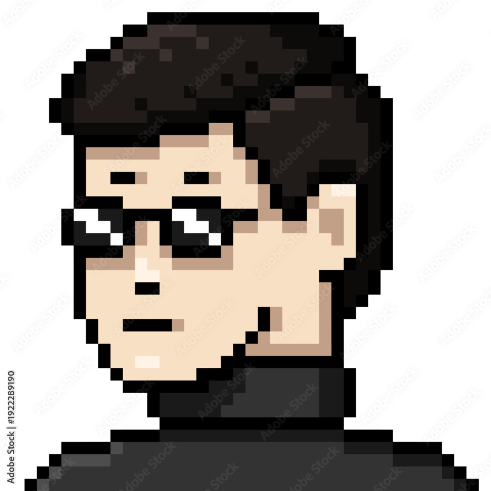 Fototapeta premium Vector Pixel Userpic of Man in Black glasses