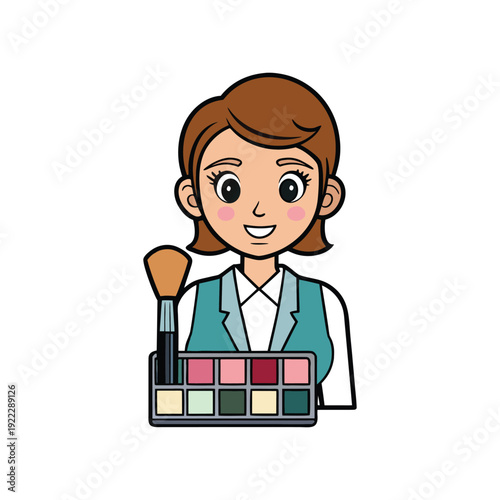Female makeup artist with palette celebrating labor day in profession