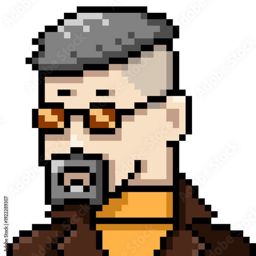 Vector Pixel Art Userpic of Man in Glasses