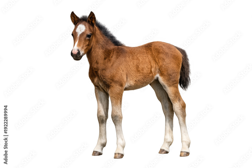 Obraz premium Young chestnut foal standing with transparent background