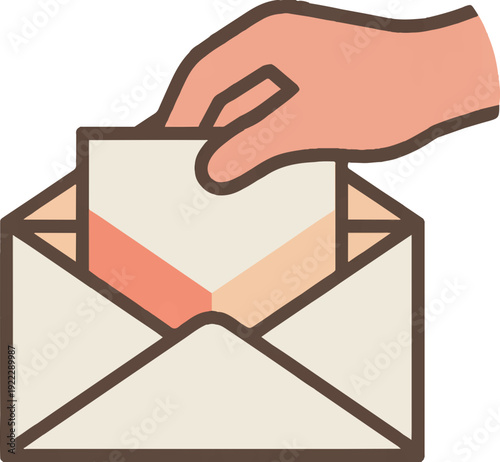 Hand putting letter in envelope mailing correspondence sending message communication icon