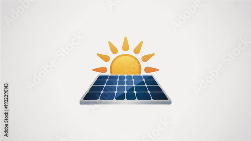 Solar panel with sun rising behind renewable energy concept eco friendly technology sustainability