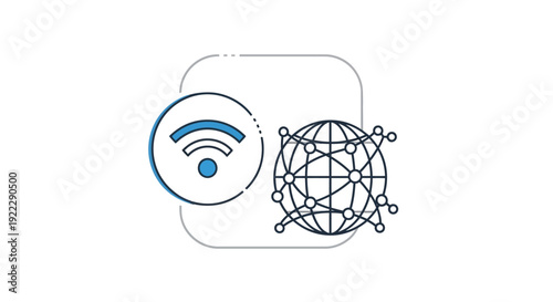 Global Wi-Fi network connection and internet symbol.