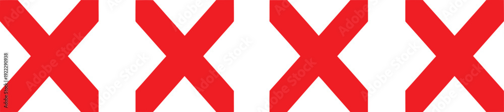Fototapeta premium Four Large Red 'X' Marks on White Background - Negative Symbol